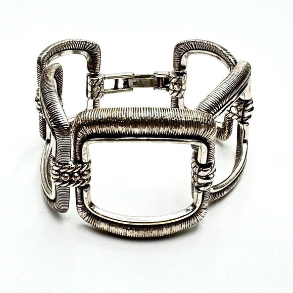 Brighton Wide Silver Modern Design Bracelet Up to 7 Inches - Picture 2 of 3